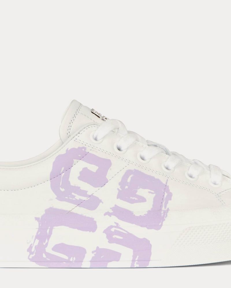 Givenchy x Josh Smith City Sport in 4G Printed Leather White / Lilac Low Top Sneakers - 5