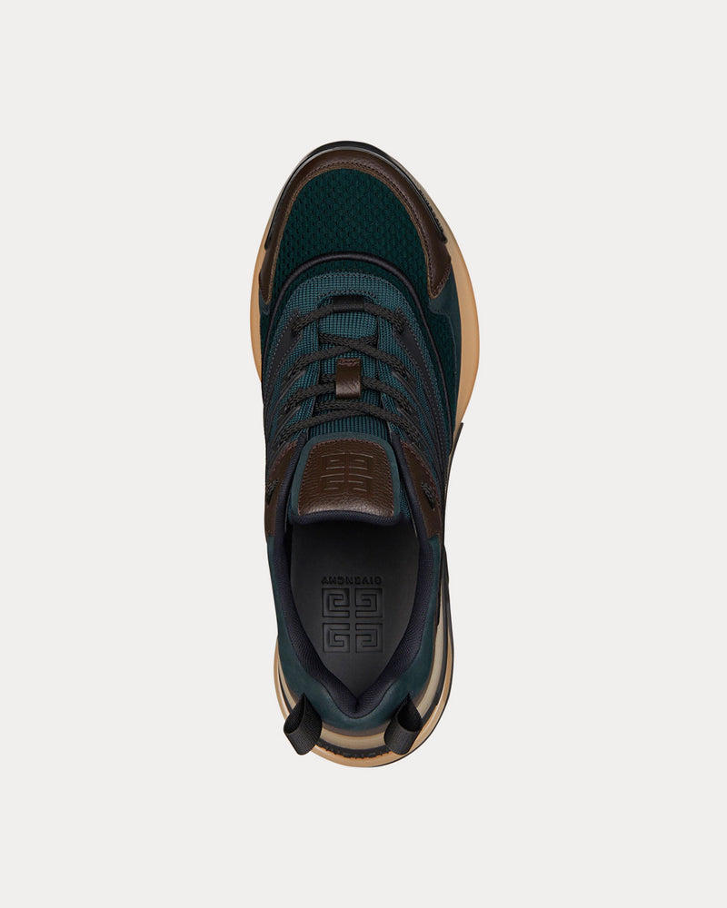 Givenchy GIV 1 Leather & Mesh Green / Brown Low Top Sneakers - 2
