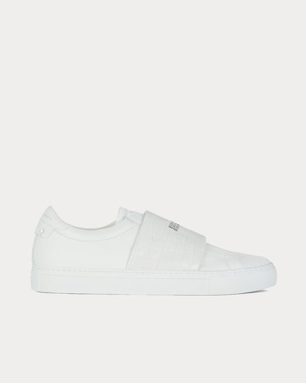 Givenchy Crocodile Effect Webbing White Slip On Sneakers - 1