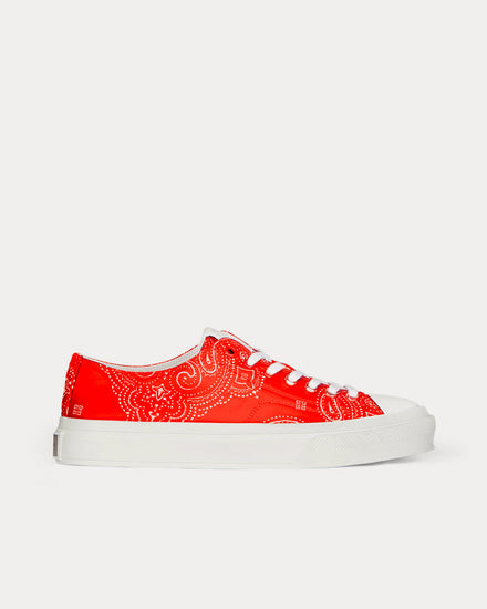 Givenchy City in Bandana Printed Canvas Red Low Top Sneakers - 1