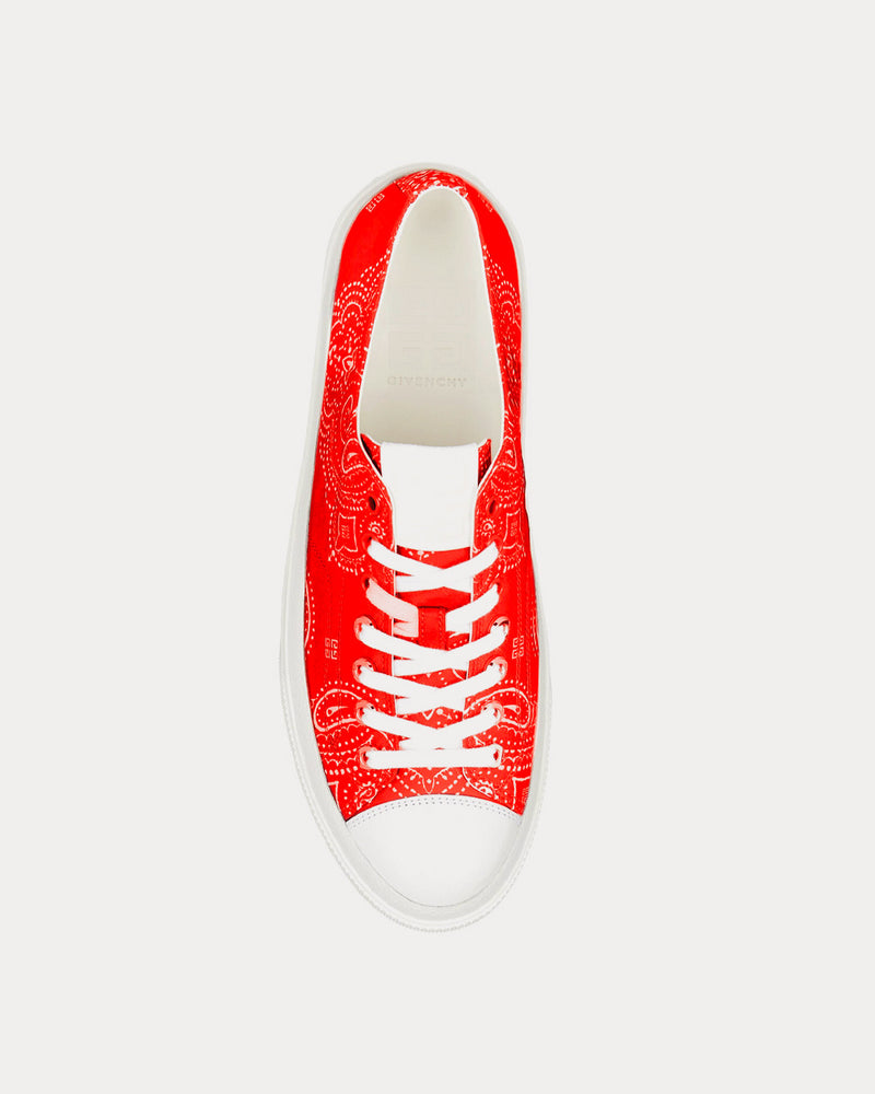 Givenchy City in Bandana Printed Canvas Red Low Top Sneakers - 2