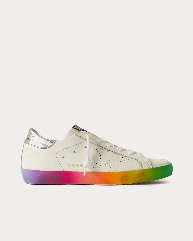 Golden Goose Superstar Distressed Perforated Leather White / Rainbow Low Top Sneakers - 1