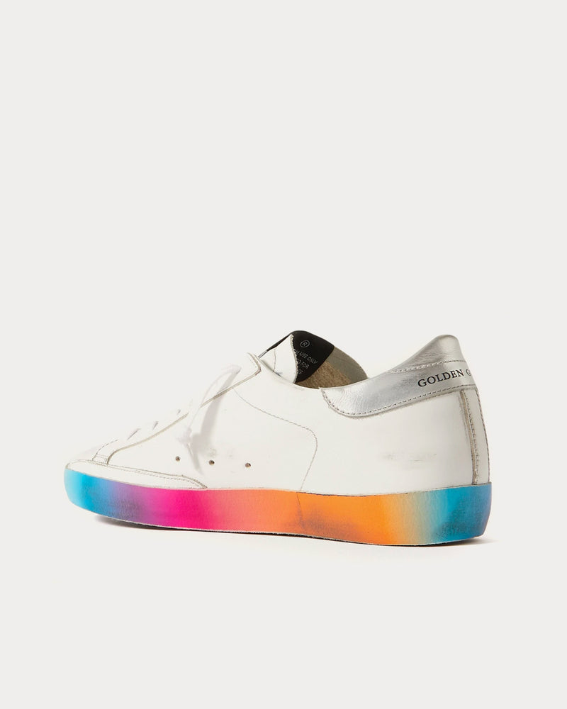 Golden Goose Superstar Distressed Perforated Leather White / Rainbow Low Top Sneakers - 2