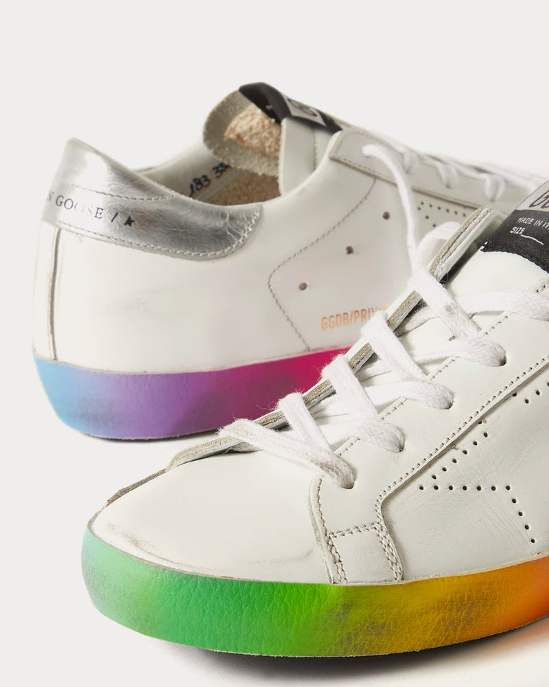 Golden Goose Superstar Distressed Perforated Leather White / Rainbow Low Top Sneakers - 3