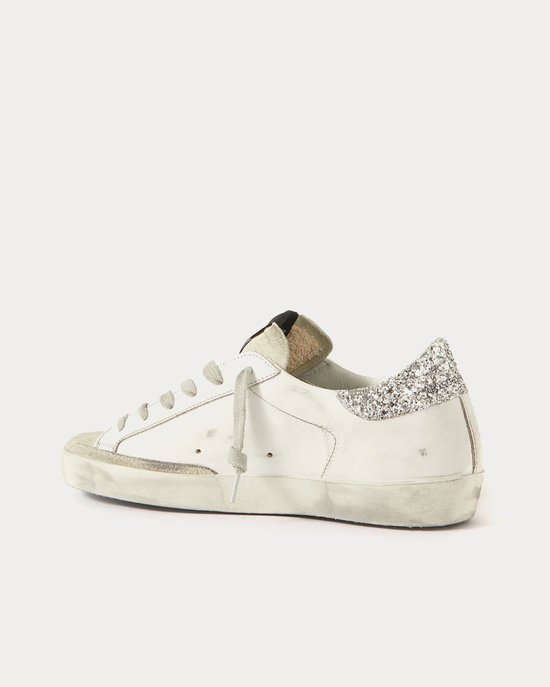 Golden Goose Superstar Glittered Distressed Perforated Leather & Suede White / Rainbow Low Top Sneakers - 2