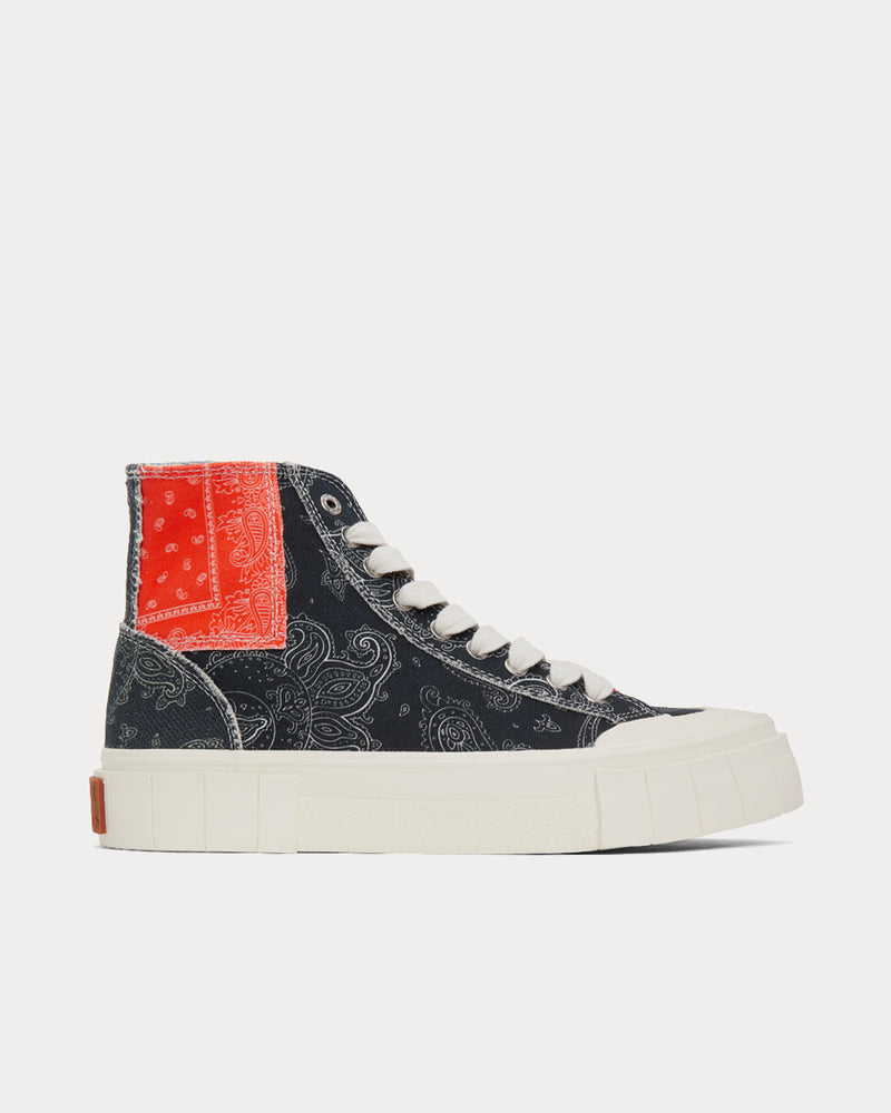 Good News Palm Paisley Patchwork Black & Orange High Top Sneakers - 1