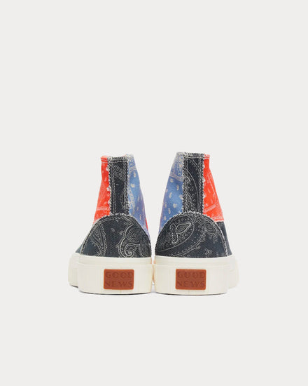 Good News Palm Paisley Patchwork Black & Orange High Top Sneakers - 4