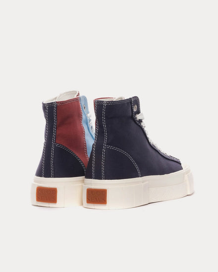Good News Palm Tencel Navy / Brown High Top Sneakers - 3