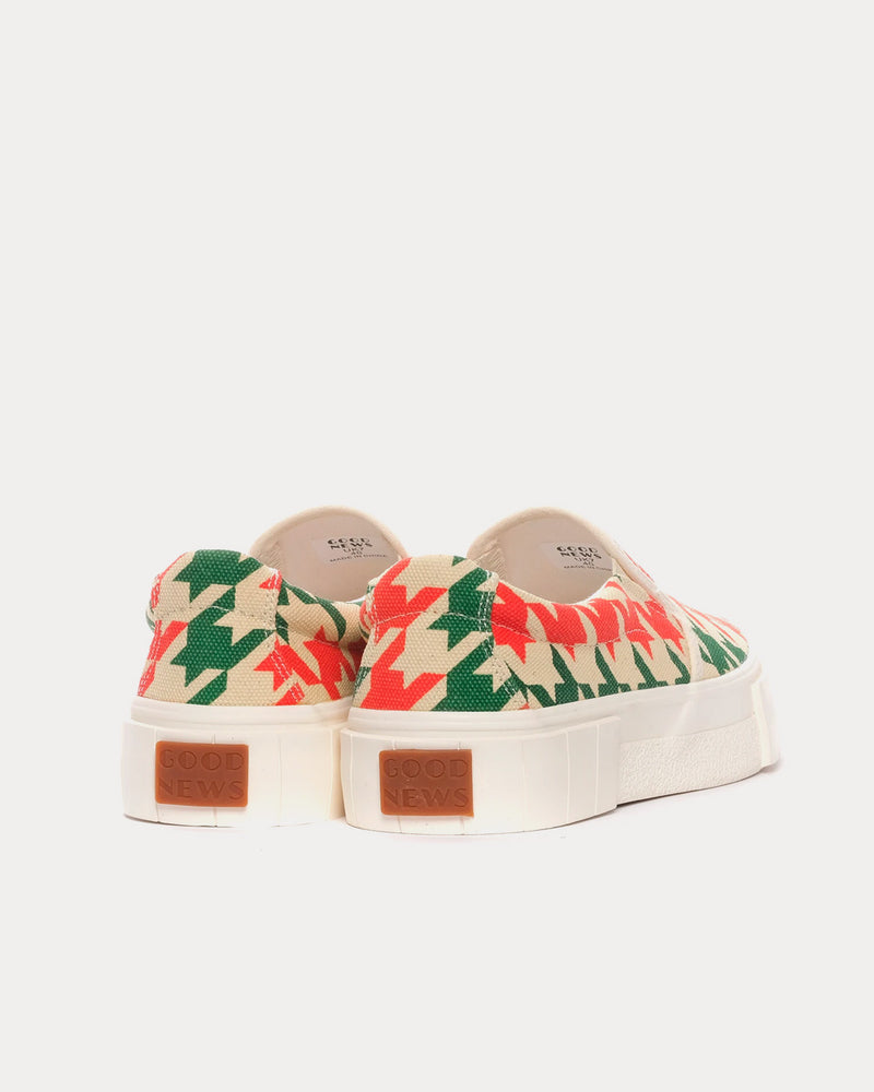 Good News Yess Dogstooth Red / Green Slip On Sneakers - 3