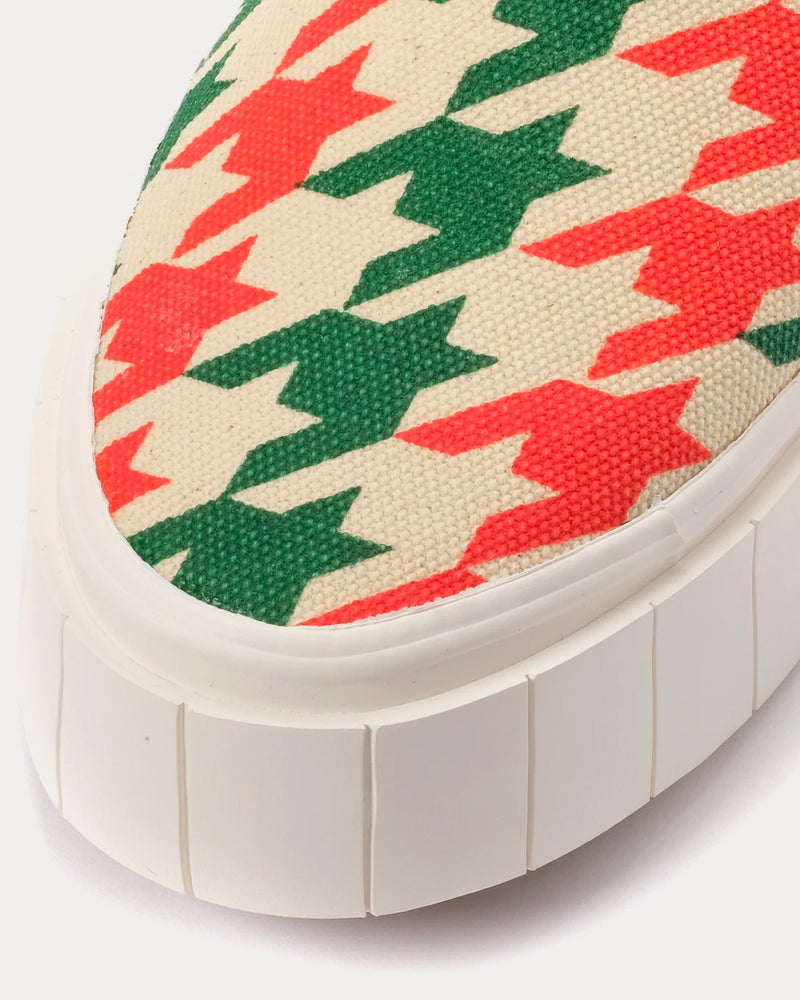 Good News Yess Dogstooth Red / Green Slip On Sneakers - 4
