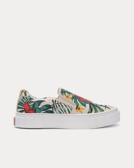 Good News Yess White Floral Slip On Sneakers - 1