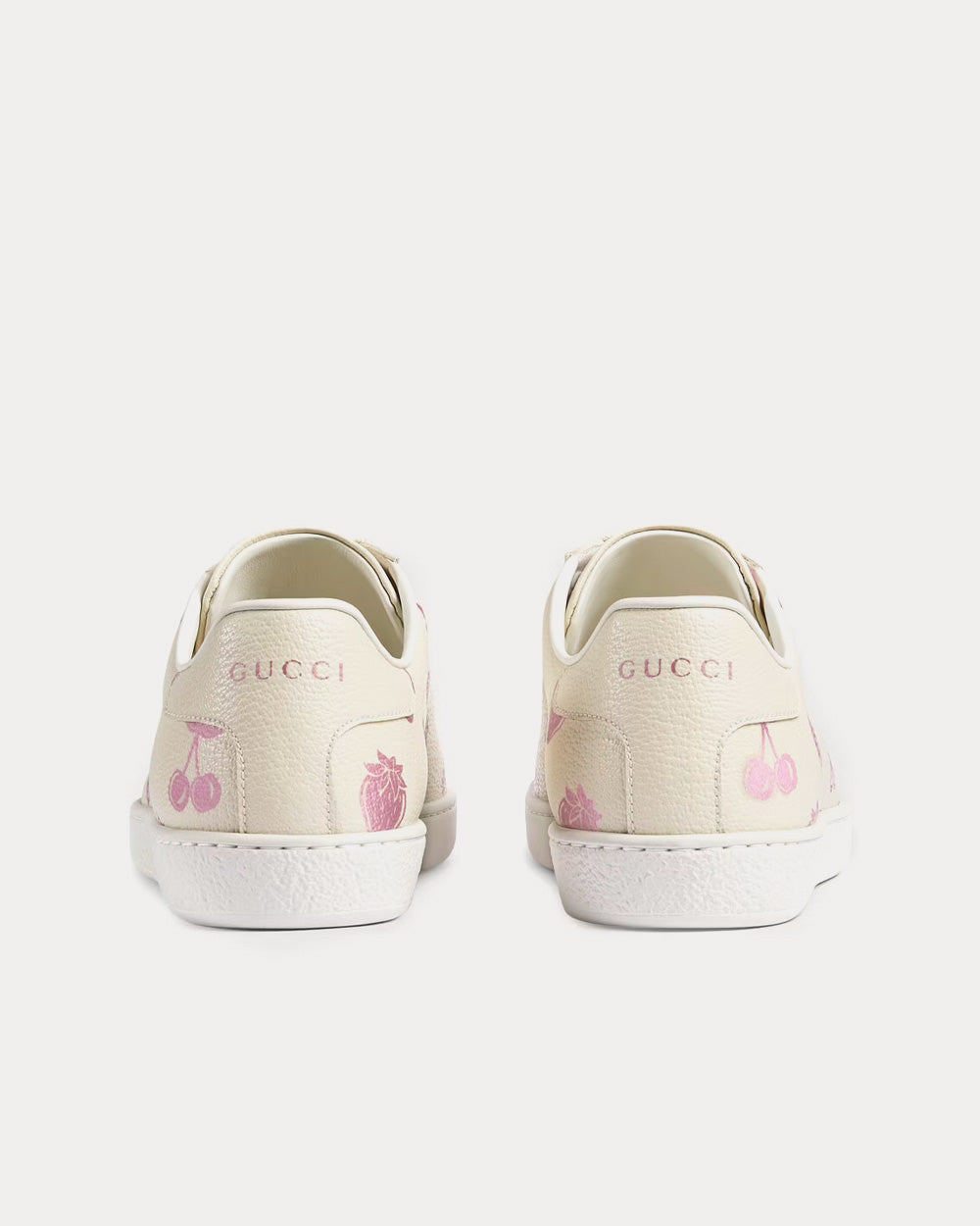 Gucci - Ace Metallic Strawberry & Cherry Print White Low Top Sneakers