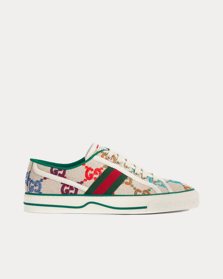 Gucci Tennis 1977 GG Linen Fabric Low Top Sneakers - 1