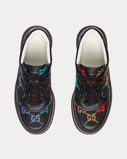 Gucci Men's GG Fabric Multicolour Leather Black Low Top