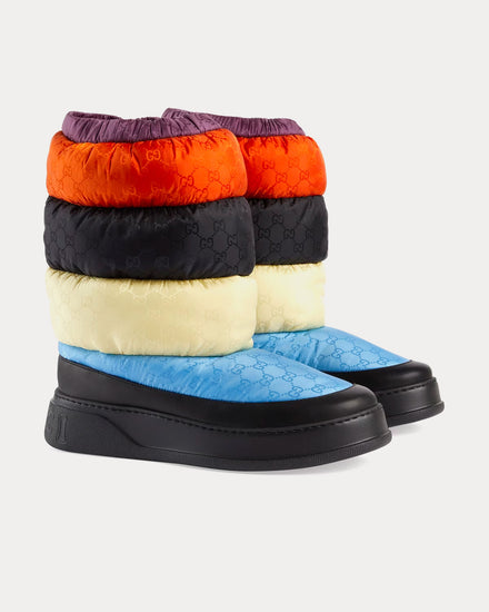 Gucci GG Nylon Orange / Black / Off-White / Blue Boots - 2