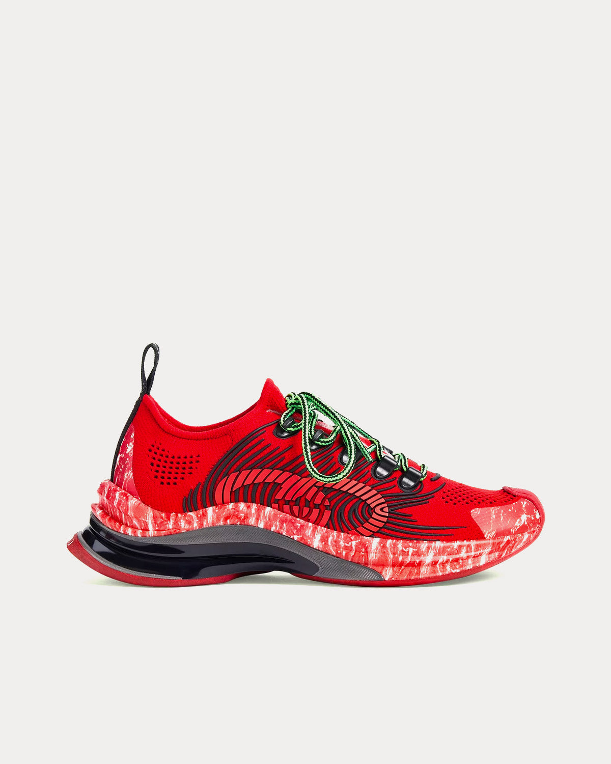 NIB Gucci Run G Logo GG Technical Knit Run  Red /Bback Sz 10G / US 10.5 $920 Gucci Run Knit Sneaker Size 10/ US 10.5 Black Red GG  main image 2