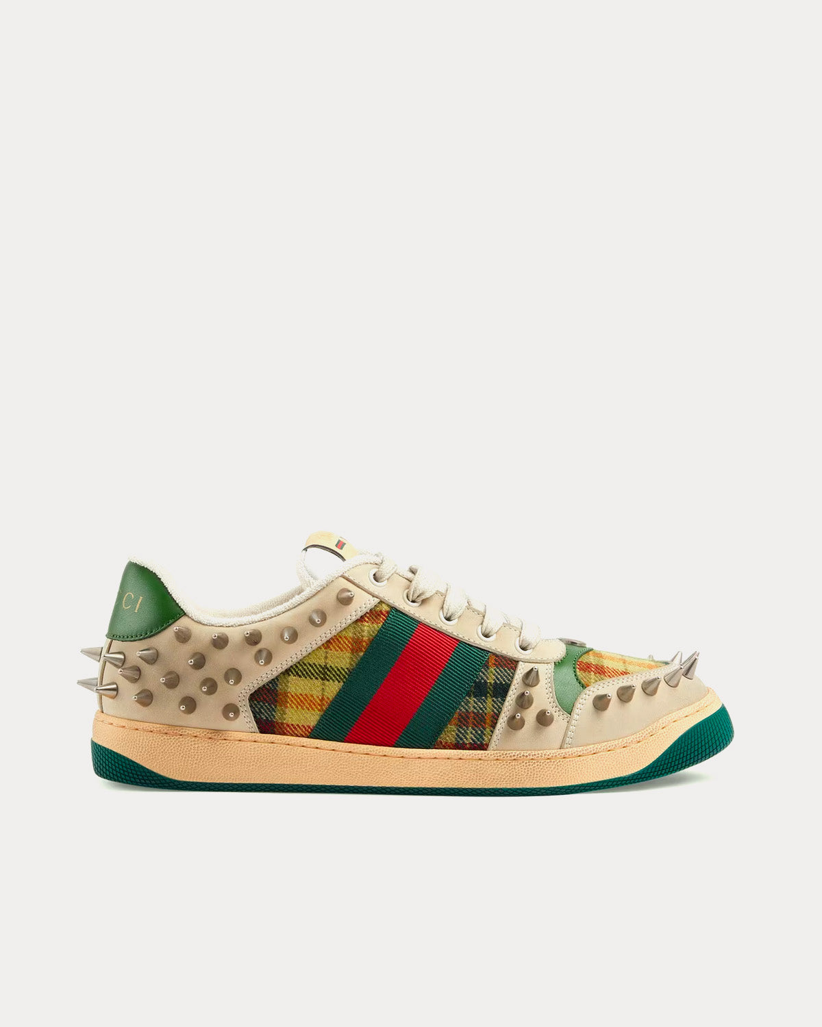Gucci - Screener Studded Striped Tartan Multicolour Low Top Sneakers