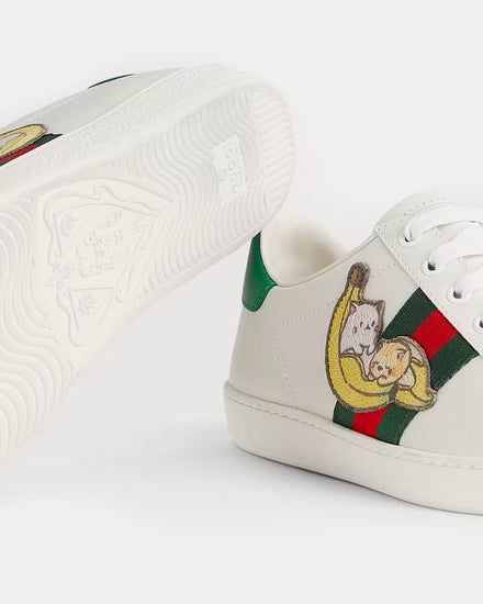 Gucci Bananya Ace White Low Top Sneakers - 4