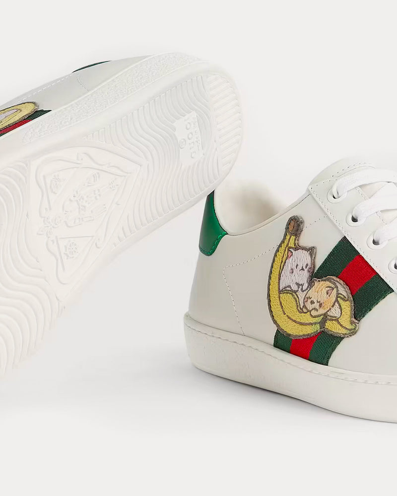 Gucci Bananya Ace White Low Top Sneakers - 4