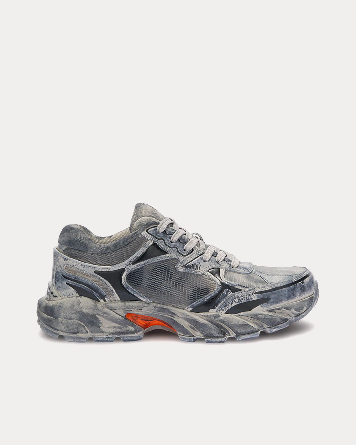 Heron Preston - Block Stepper Worn Leather Dark Grey Low Top Sneakers