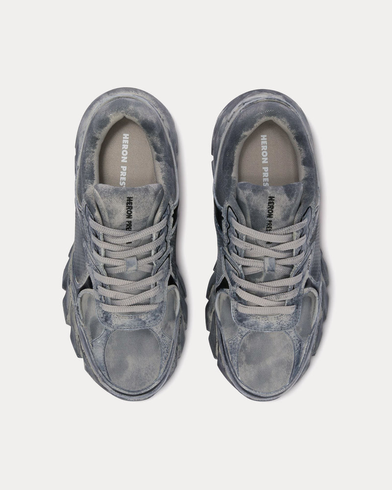 Heron Preston Block Stepper Worn Leather Dark Grey Low Top Sneakers - 2
