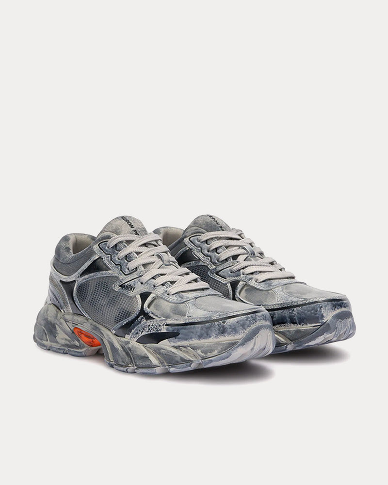 Heron Preston Block Stepper Worn Leather Dark Grey Low Top Sneakers - 3