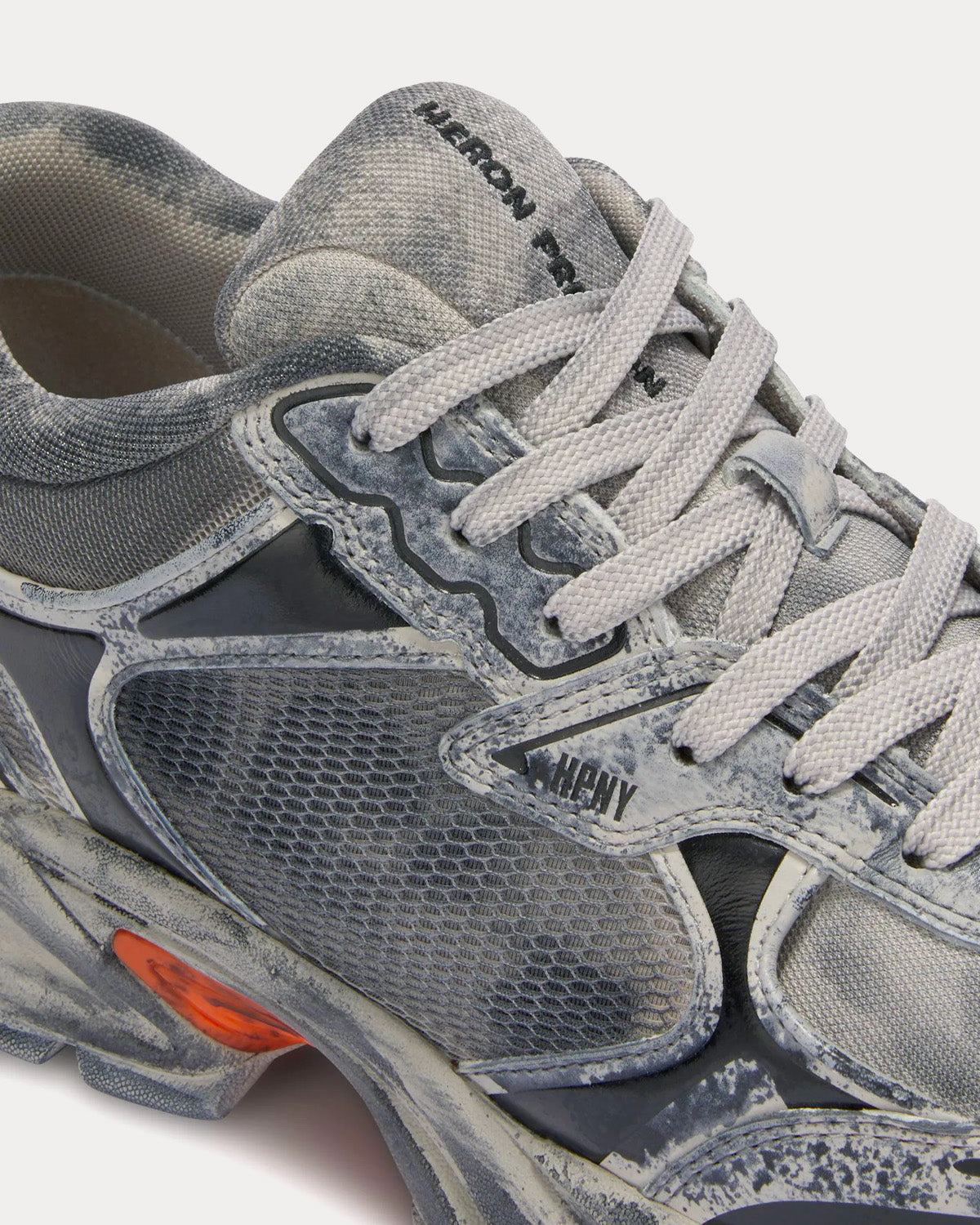 Heron Preston - Block Stepper Worn Leather Dark Grey Low Top Sneakers