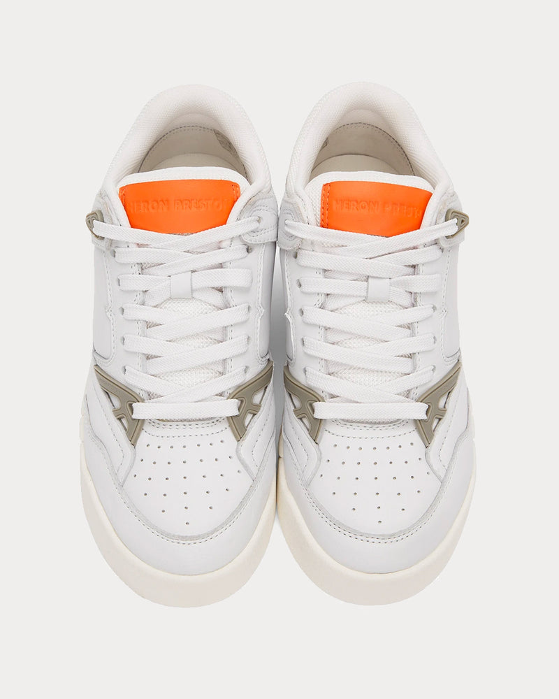 Heron Preston Panelled Buffed Leather White / Cream Low Top Sneakers - 3