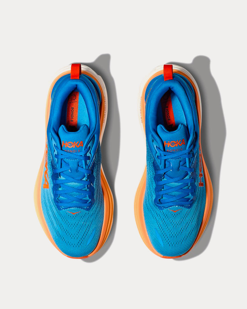 Hoka Bondi 8 Coastal Sky / Vibrant Orange Running Shoes - Sneak in Peace