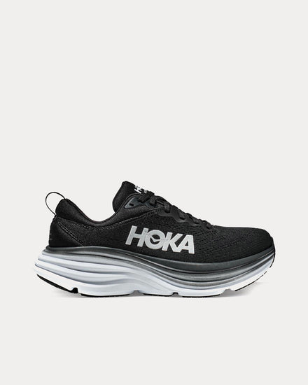 HOKA Bondi 8 Black / White Running Shoes - 1