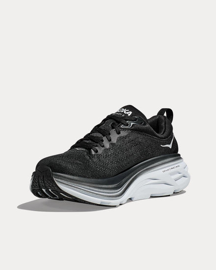 HOKA Bondi 8 Black / White Running Shoes - 3