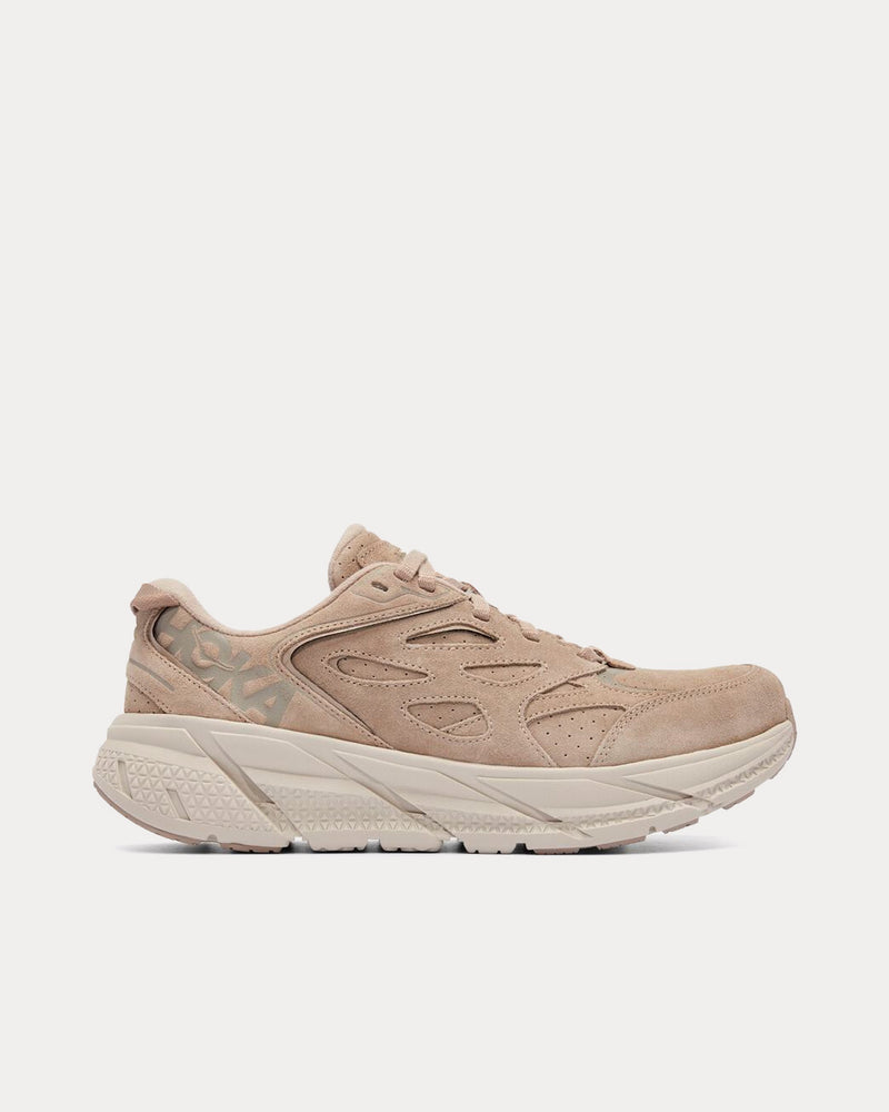 HOKA Clifton L Suede Simply Taupe / Pumice Stone Running Shoes - 1