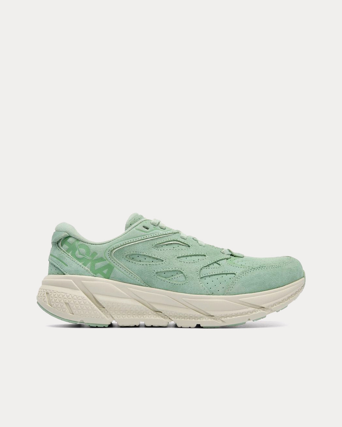 HOKA Unisex Clifton L Suede Smoke Green / Celadon Tint