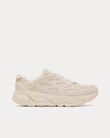 HOKA Clifton L Suede Eggnog / Eggnog Running Shoes - 1