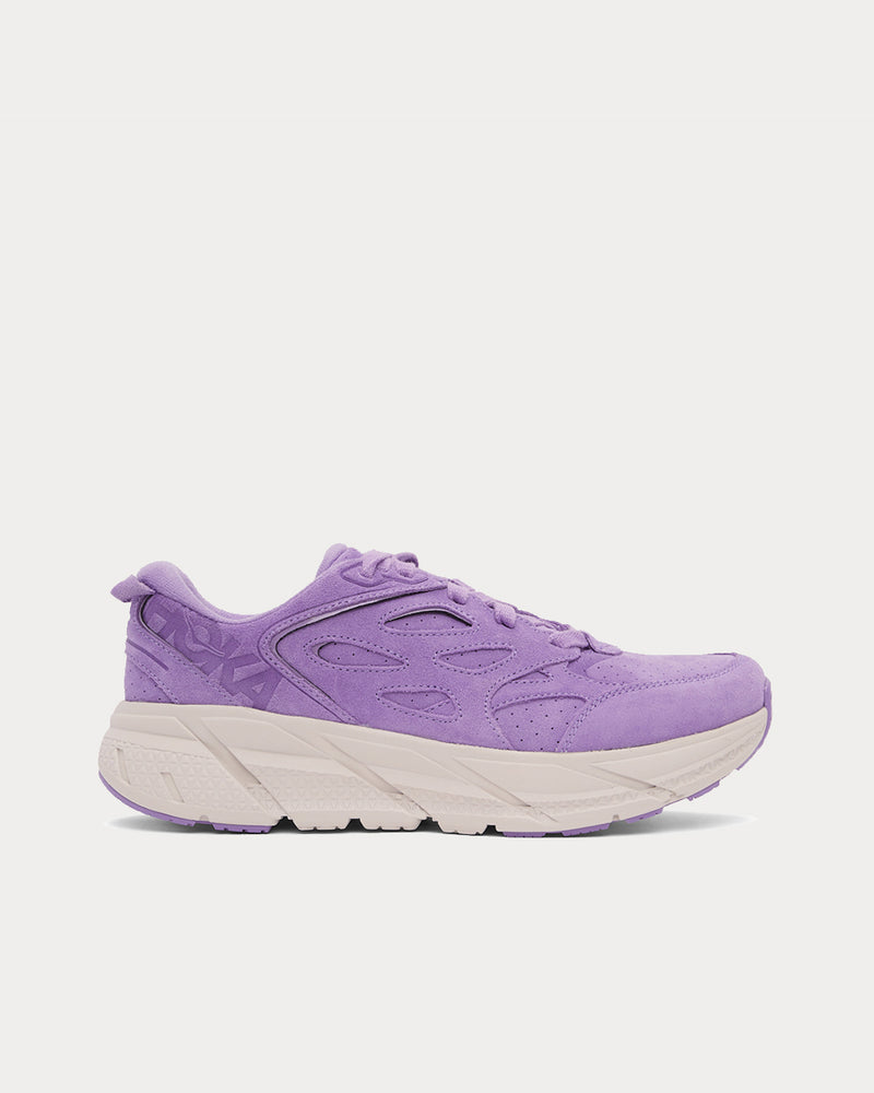HOKA Clifton L Suede Chalk Violet / Lilac Ash Low Top Sneakers - 1