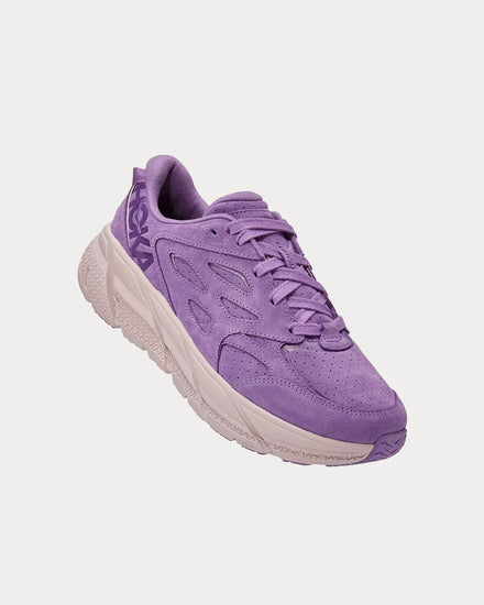 HOKA Clifton L Suede Chalk Violet / Lilac Ash Low Top Sneakers - 4