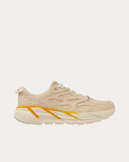 HOKA Clifton L Suede Short Bread / Radiant Yellow Running Shoes - 1