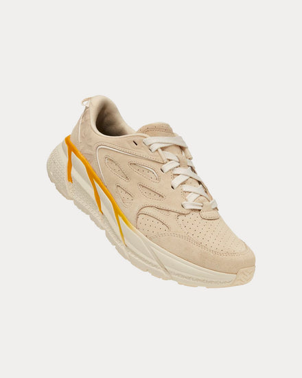 HOKA Clifton L Suede Short Bread / Radiant Yellow Running Shoes - 3