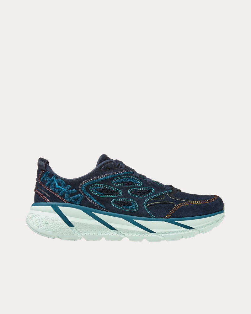 HOKA Clifton L Embroidery Outer Space / Blue Coral Running Shoes - 1