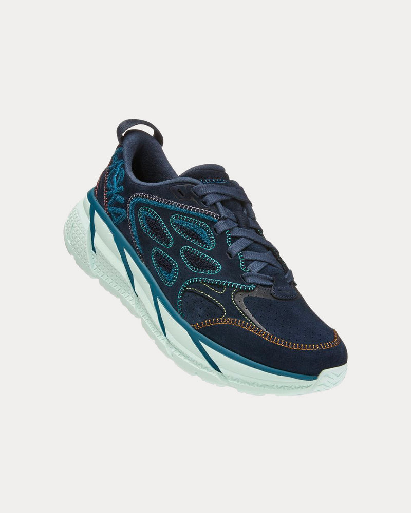 HOKA Clifton L Embroidery Outer Space / Blue Coral Running Shoes - 3