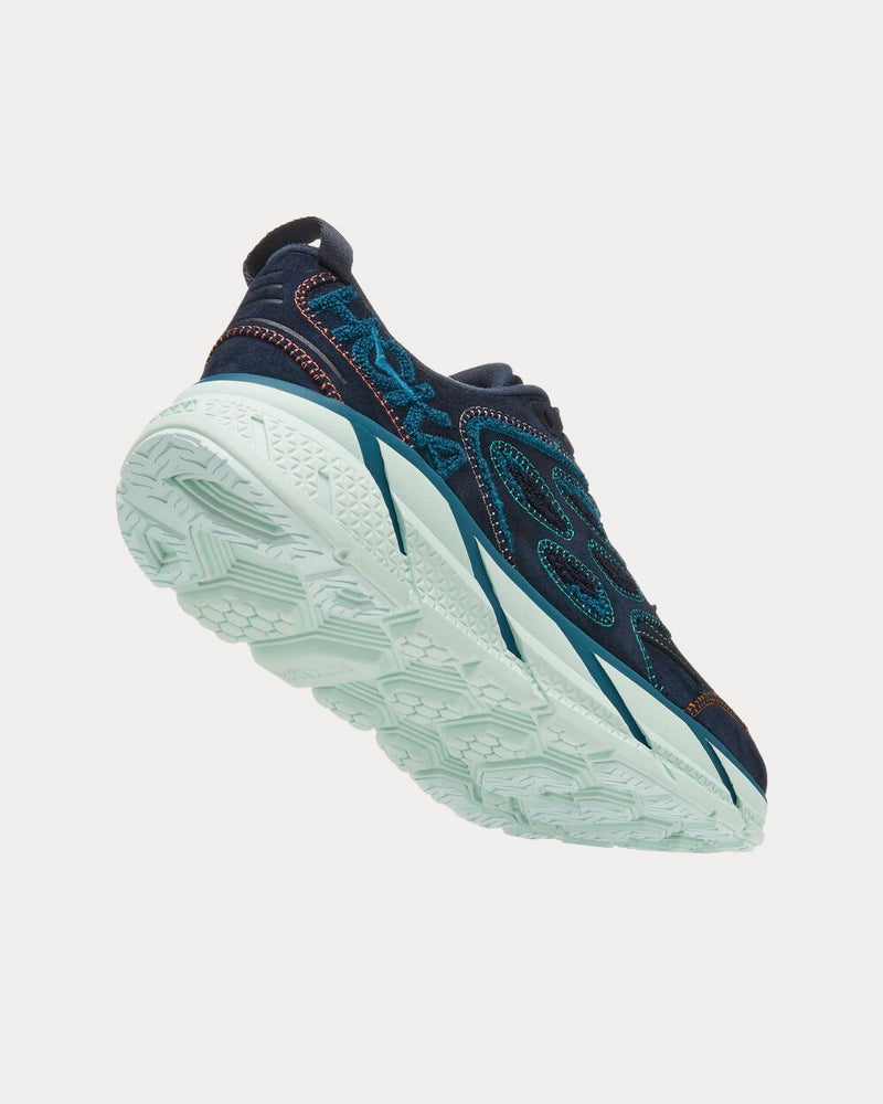 HOKA Clifton L Embroidery Outer Space / Blue Coral Running Shoes - 4