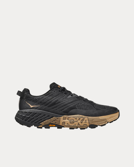 HOKA Speedgoat 4 Black / Gold Running Shoes - 1