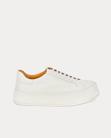 Jil Sander Platform Leather White Low Top Sneakers