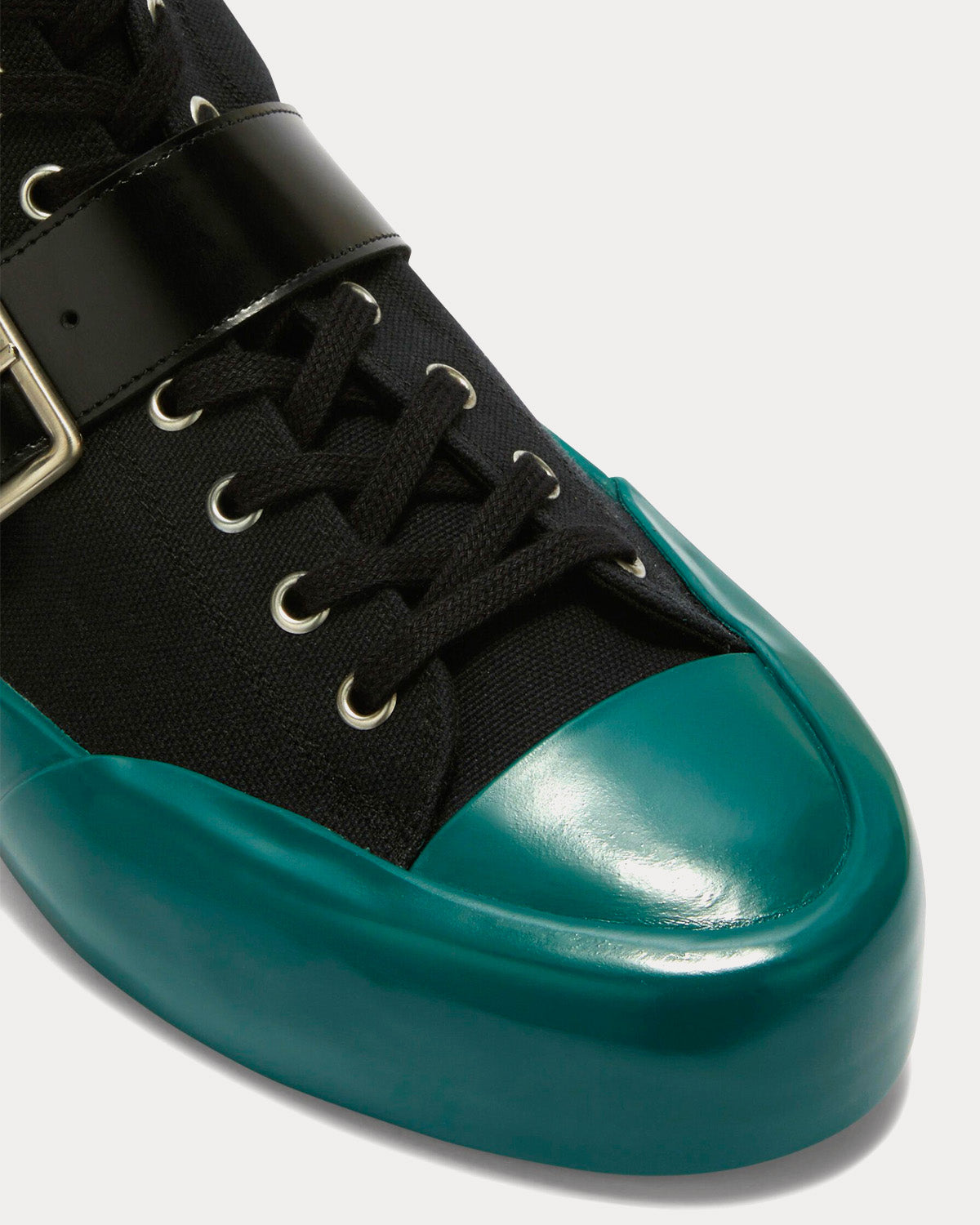 Jil Sander - Vulcanised Rubber & Canvas Buckle Black / Turquoise High Top Sneakers