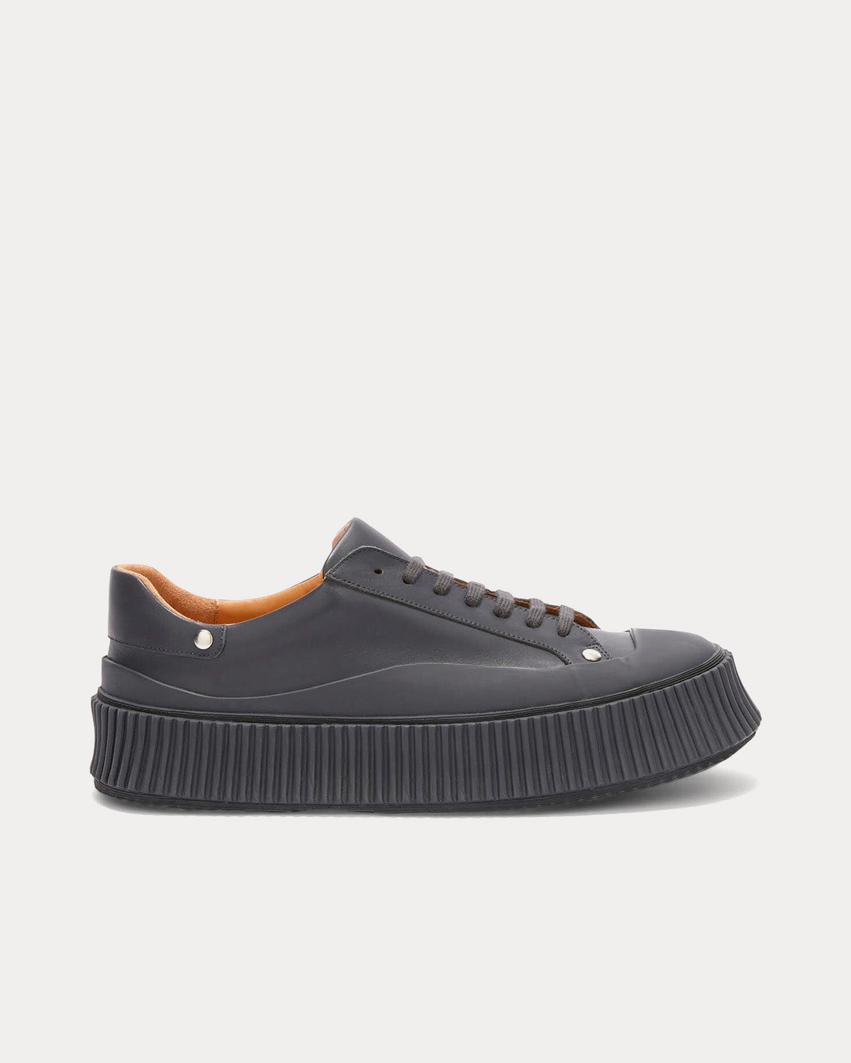 Jil Sander - Platform Leather Dark Grey Low Top Sneakers