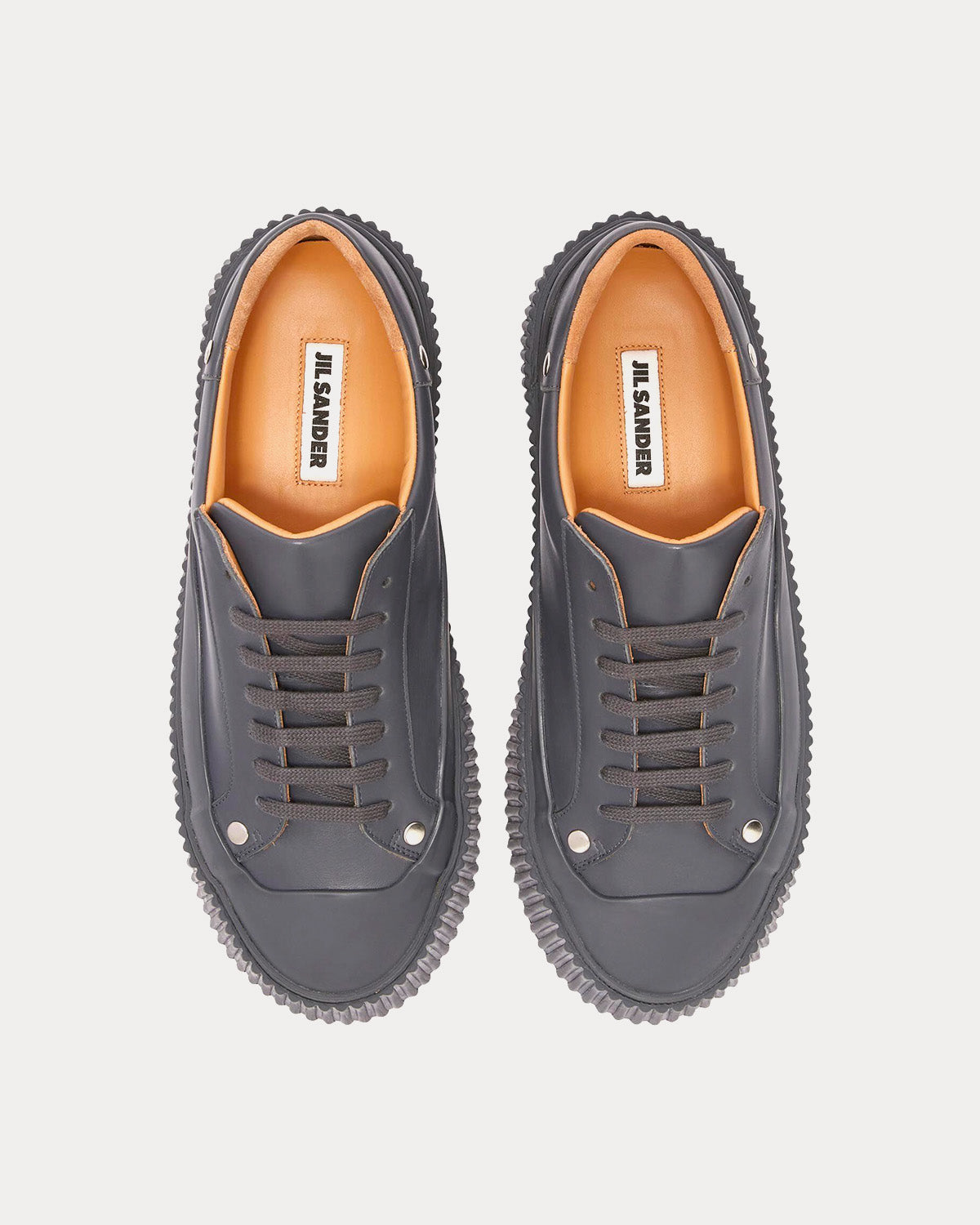 Jil Sander - Platform Leather Dark Grey Low Top Sneakers