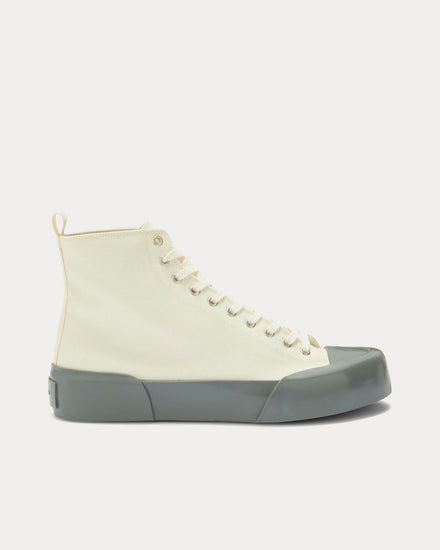 Jil Sander Vulcanised Rubber & Canvas White / Grey High Top Sneakers - 1