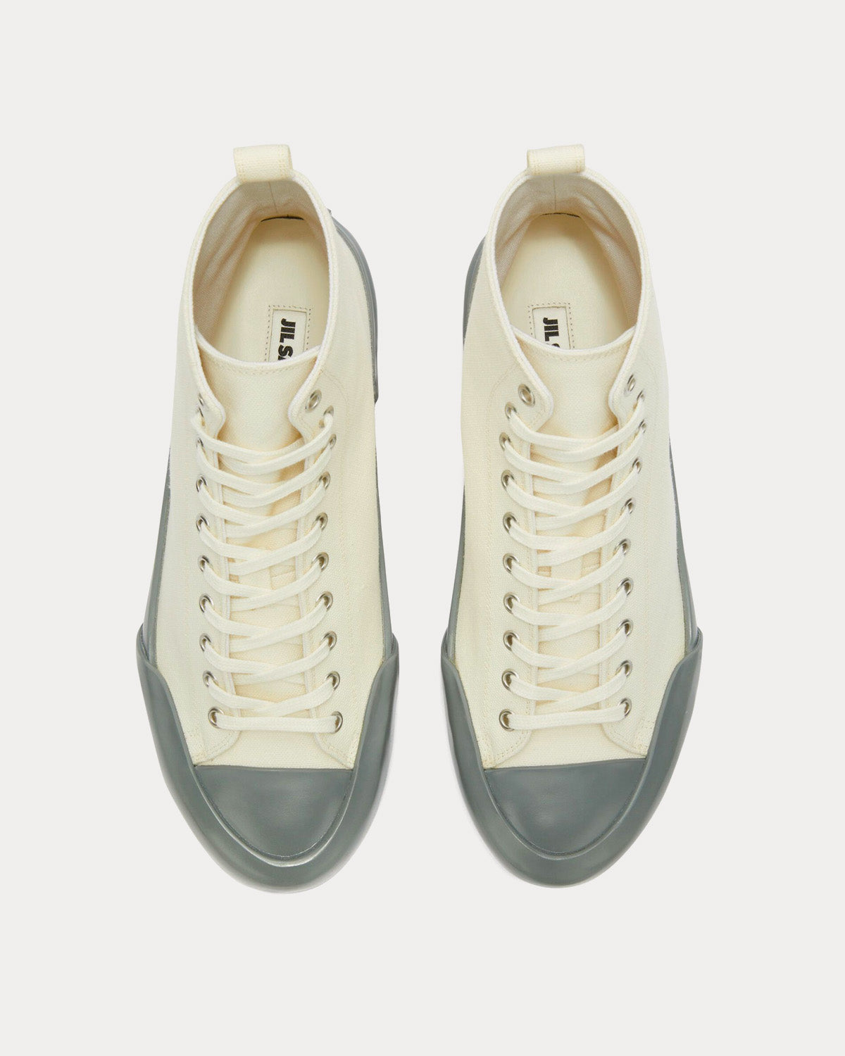Jil Sander - Vulcanised Rubber & Canvas White / Grey High Top Sneakers