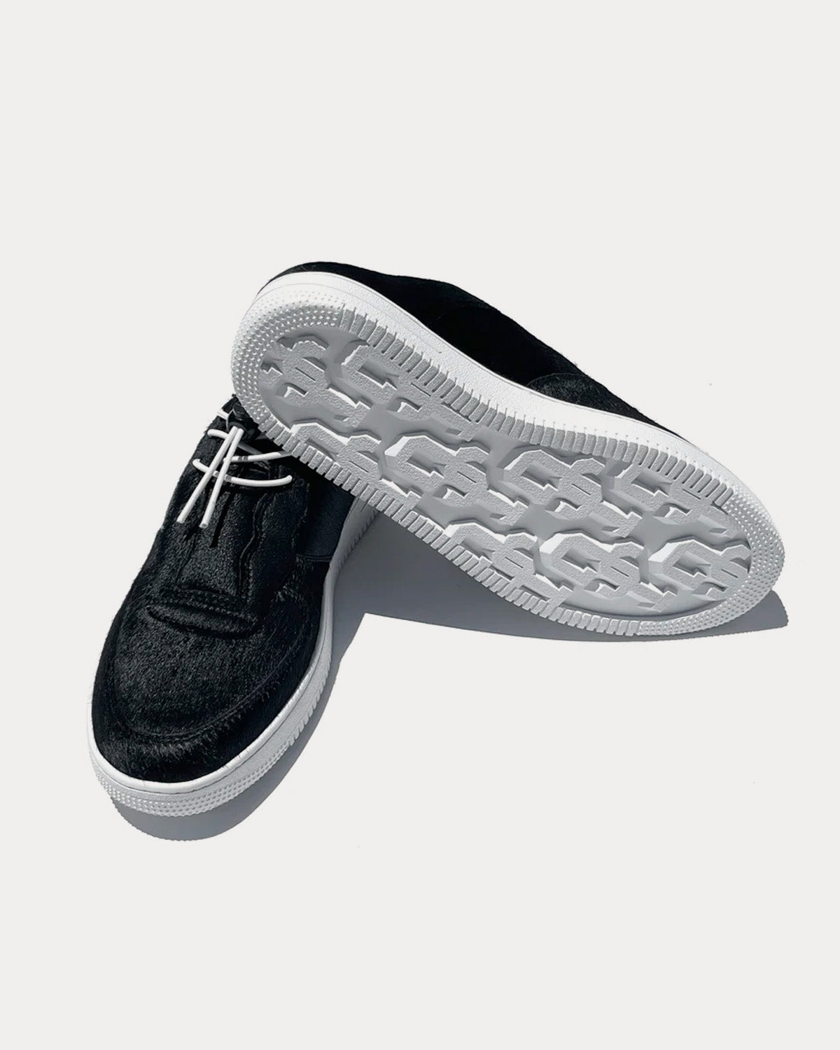 John Geiger - GF-01 Mule Calf Hair Black Slip On Sneakers