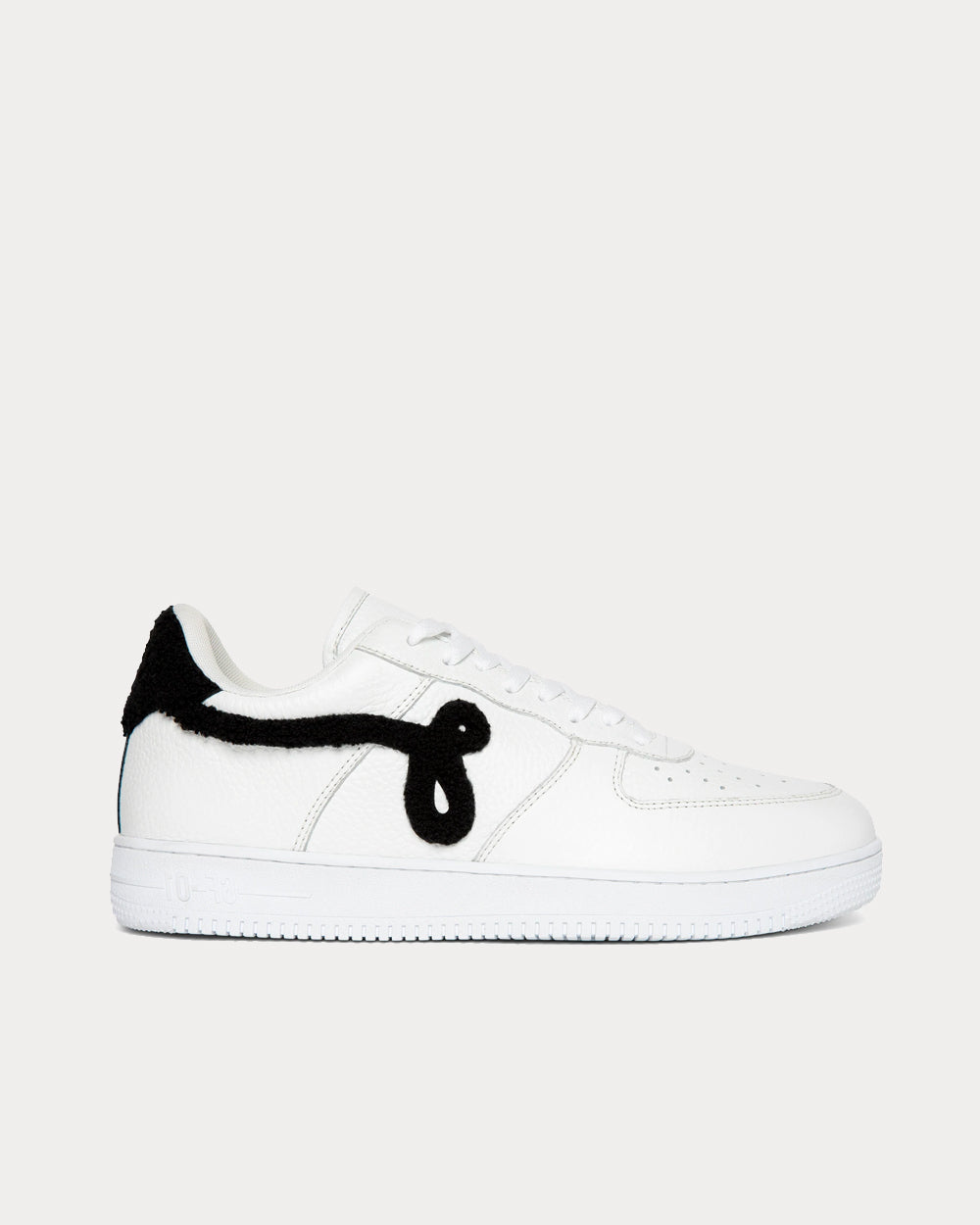 John Geiger - GF-01 'White Pebbled Leather Black Chenille' Low Top Sneakers